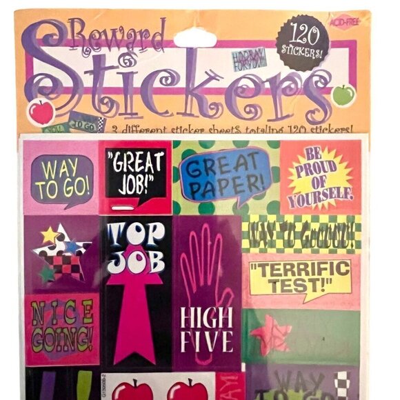 Vintage 90's Reward Stickers 120 Peel & Stick New Sealed 3 Different Sticker She - Picture 2 of 4
